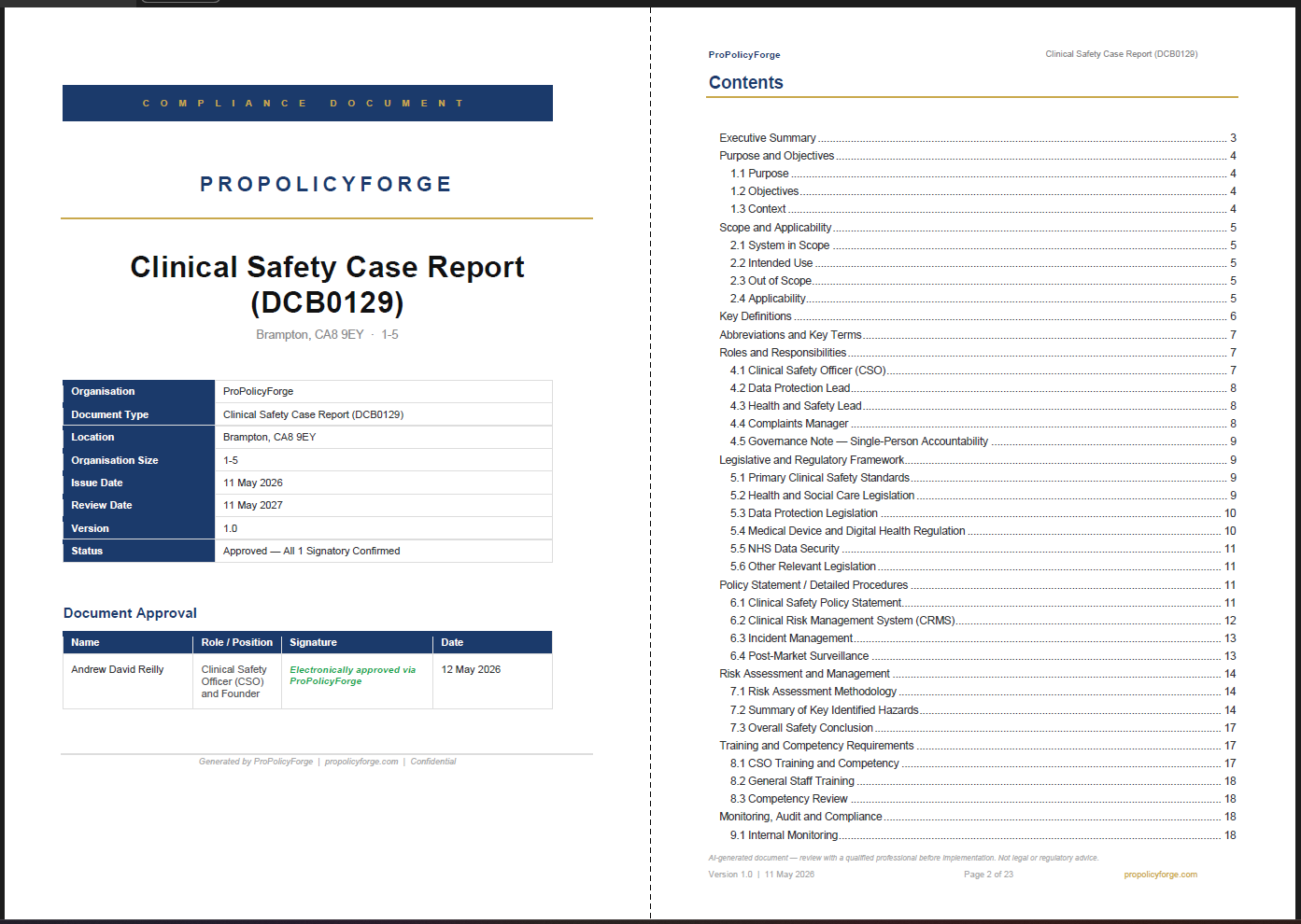 DCB0129 clinical safety documentation Word document download